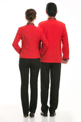 Wear clothing occupation Chinese waiters in white background