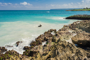 Relaxing on remote Tropical Paradise beach in Dominican Republic