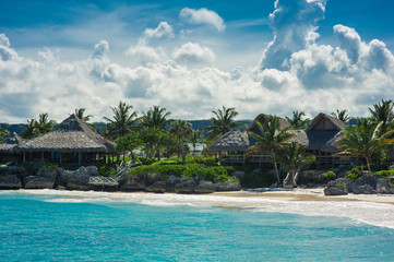 Relaxing on remote Tropical Paradise beach in Dominican Republic