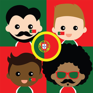 Group of happy Portugal's supporters