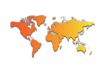 The orange world Map on the white background