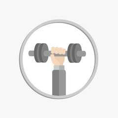 Obraz na płótnie Canvas Hand holding dumbell Round Icon Fitness Healthy lifestyle Flat