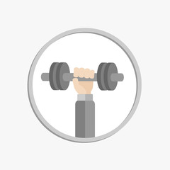 Hand holding dumbell Round Icon Fitness Healthy lifestyle Flat