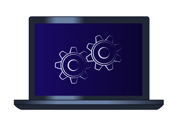 Symbol of the cogwheels on the laptop computer