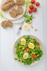 Lamb's lettuce salad with eggs and nuts