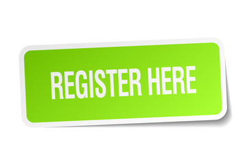 register here green sticker on white background