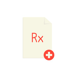 medical prescription with red rx symbol and cross