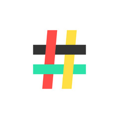 colored hashtag icon on white background