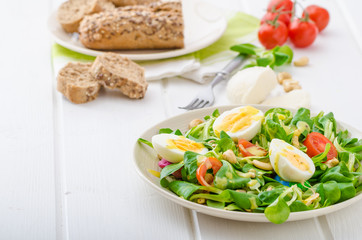 Lamb's lettuce salad with eggs and nuts
