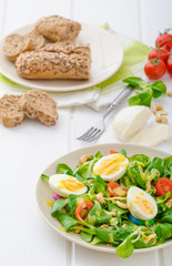 Lamb's lettuce salad with eggs and nuts