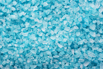 Close-up of light blue salt.