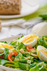 Lamb's lettuce salad with eggs and nuts