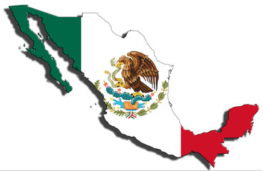 Outline of Mexico with the national flag