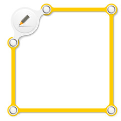 Vector yellow box for your text and pencil