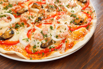 Seafood pizza