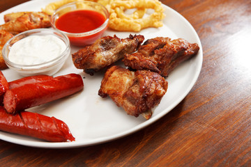 Appetizer plate with dipping sauces