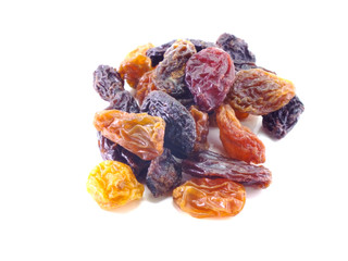 sweet raisins on white background