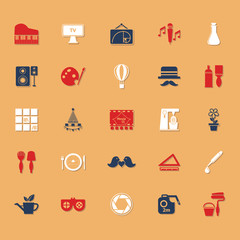 Art activity classic color icons with shadow