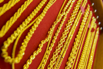 collection of golden necklace.