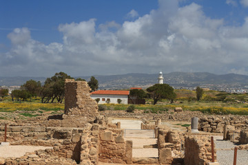Fototapeta na wymiar Cyprus Paphos. The ruins of the house of Dionysus. 