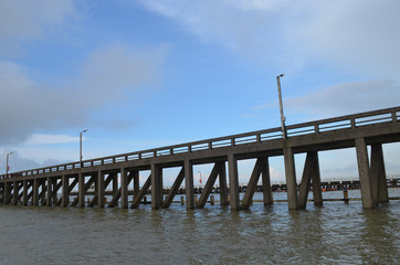 Fototapeta premium long pier into sea on Belgian coast