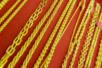 collection of golden necklace.