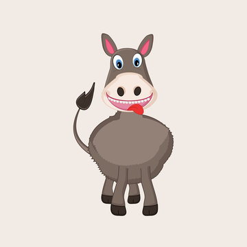Funny cartoon character of a standing donkey.
