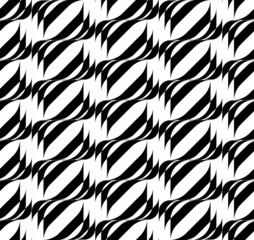 Fototapeta na wymiar Black and white geometric seamless pattern with wavy stripe.