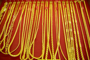 collection of golden necklace.