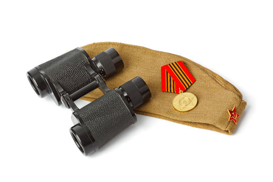 Soviet Army soldiers forage-cap and binoculars