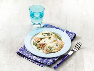 valdostana, escalope with ham and cheese