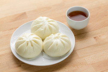Chinese tea time, bun and tea