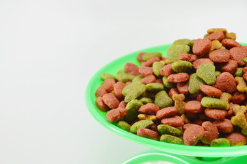 pet food on weighting scale