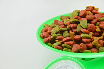 dog food on weighting scale