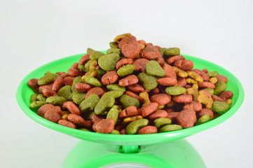dog food on weighting scale
