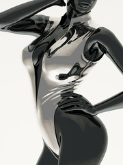 Black and white metallic body art