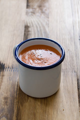 tomato soup in white cup