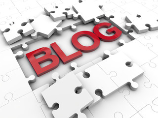 Blog with Puzzle tiles over white background