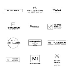 Set of modern and minimal vintage vector logos