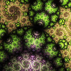 Dark spring themed fractal flower, digital artwork