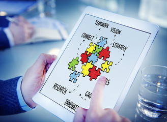 Teamwork Team Connection Strategy Partnership Support Puzzle