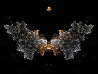 Feathery light fractal plant in growth, digital artwork