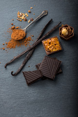 Artisan chocolate food background