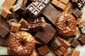 Set of chocolate, closeup