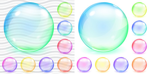 Multicolored transparent and opaque glass spheres