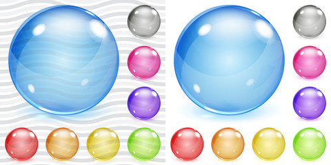 Multicolored transparent and opaque glass spheres