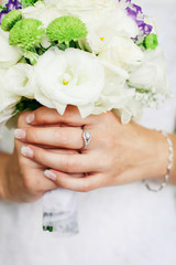 Fototapeta na wymiar Beautiful wedding bouquet in hands of the bride