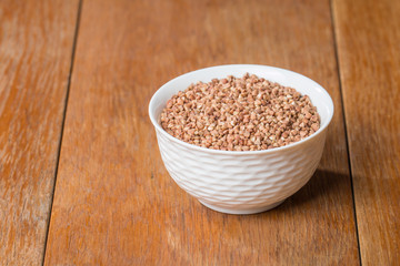 Buckwheat in white bowl