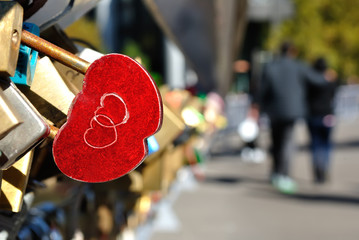 Red Heart Shaped Lock Concept of Love