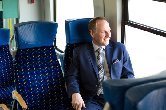 Businessman sitting in a train